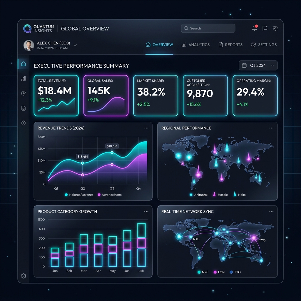 ExDash Executive AI Dashboard Mockup